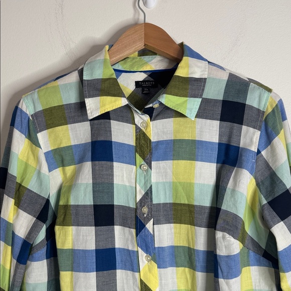 Talbots Plaid Multicolor Button Down Long Sleeve Cotton Shirt size 1XP - Picture 3 of 11